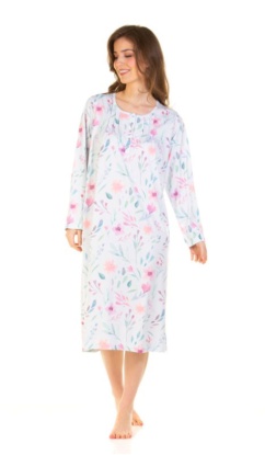 La Marquise Watercolors Cotton Rich Long Sleeve Nightdress